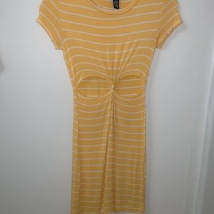 Yellow mini dress with two slits in the front!